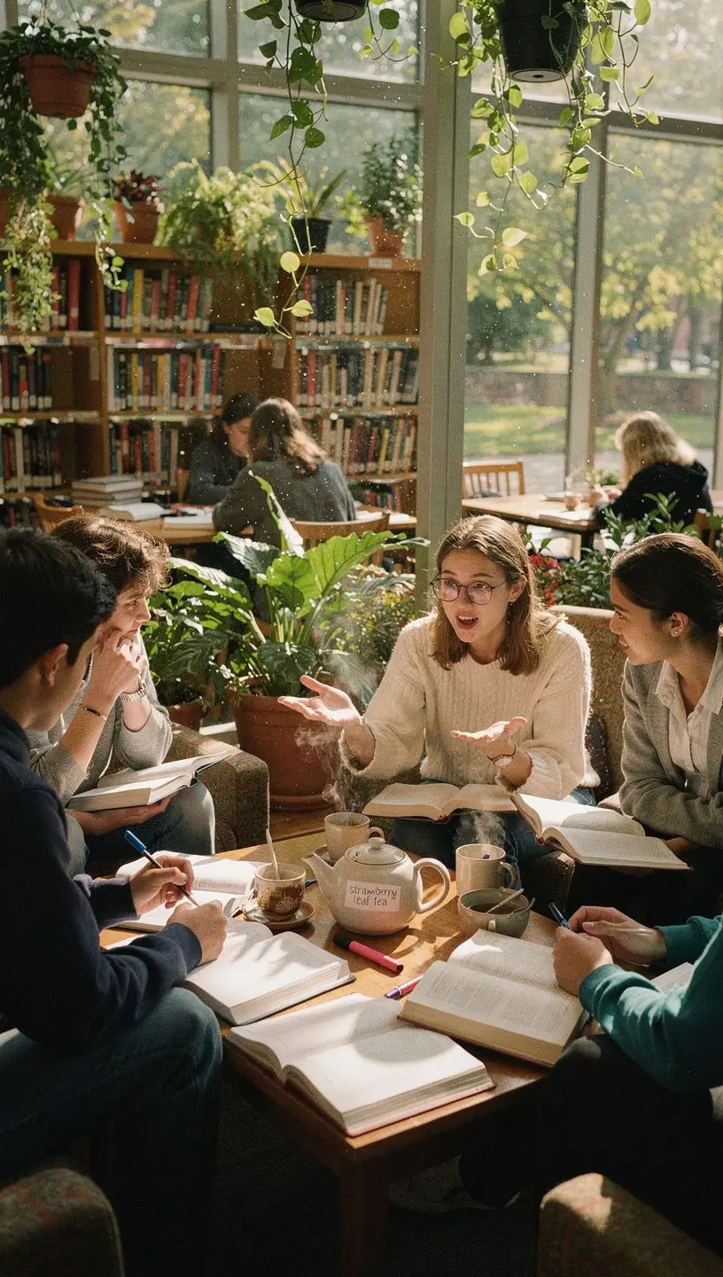 Žalios braškės lapai, sutvarkyti šalia arbatos puodelio, simbolizuojantys natūralumą.